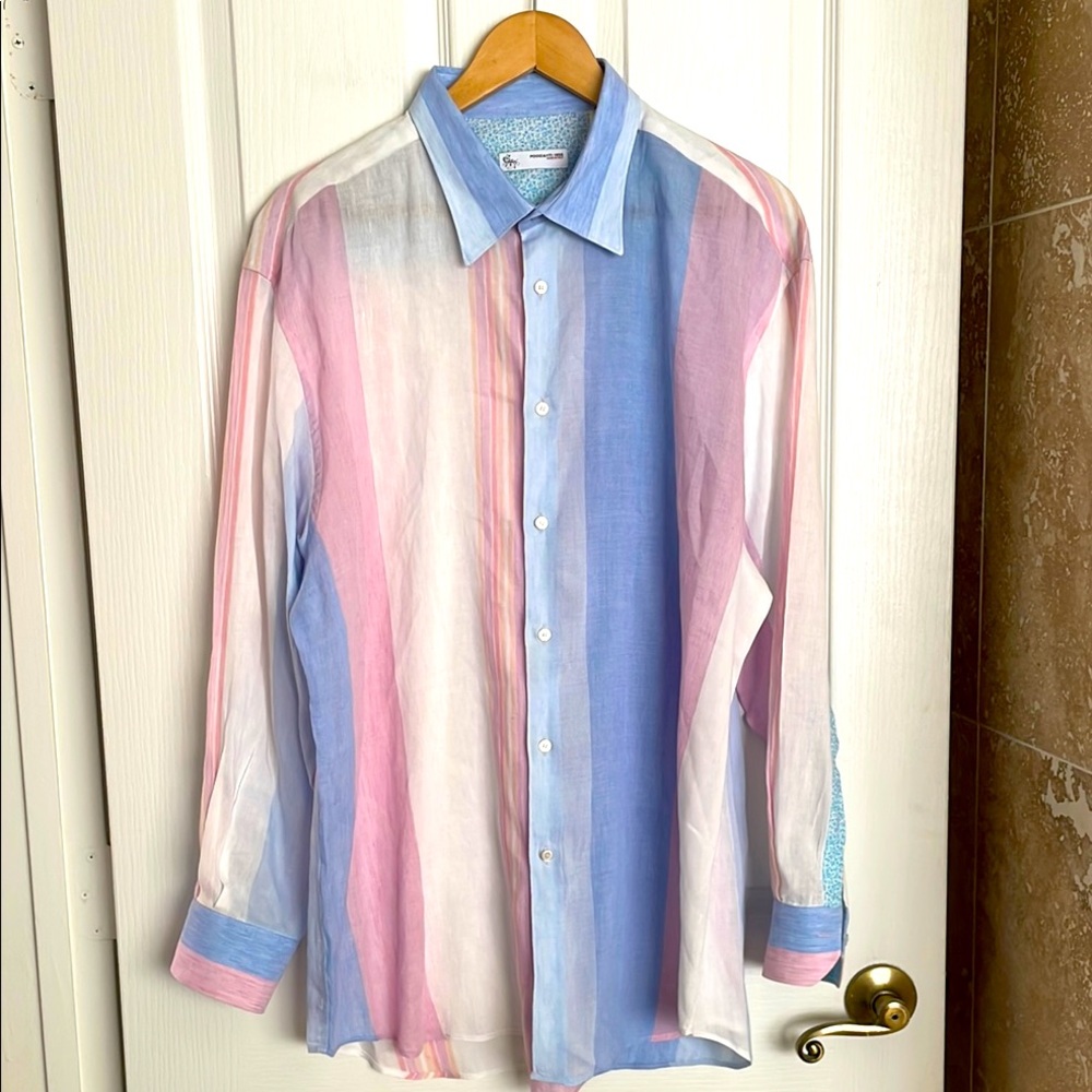 Poggianti 1958 - Linen/Cotton Striped Shirt.  Made in Italy.